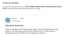 NO JUNK Raw Protein Bars Sample Pack 5 Star Review