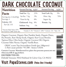 Dark Chocolate Coconut Raw/ Vegan/ Protein Bar Nutrition Facts